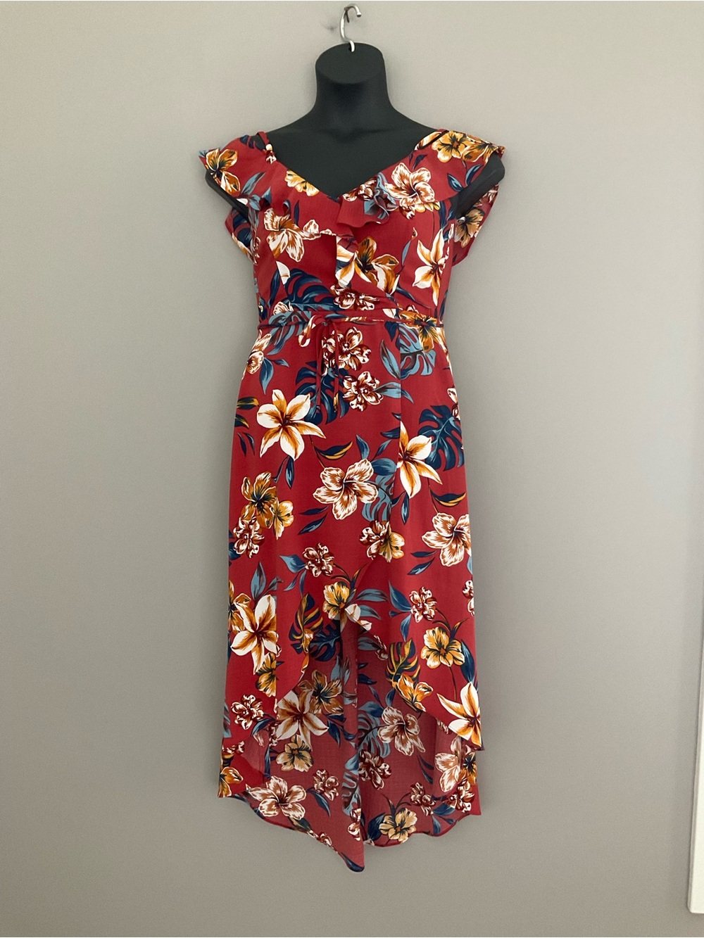 by & by Red & Orange Floral Dress